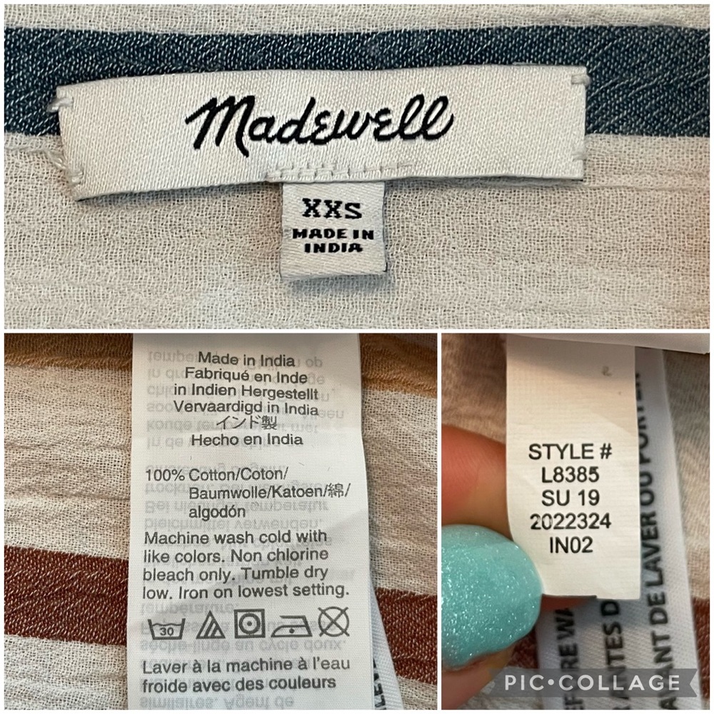 Madewell Gauze Central Tunic Shirt in Rainbow Stripe size XXS - Picture 12 of 14